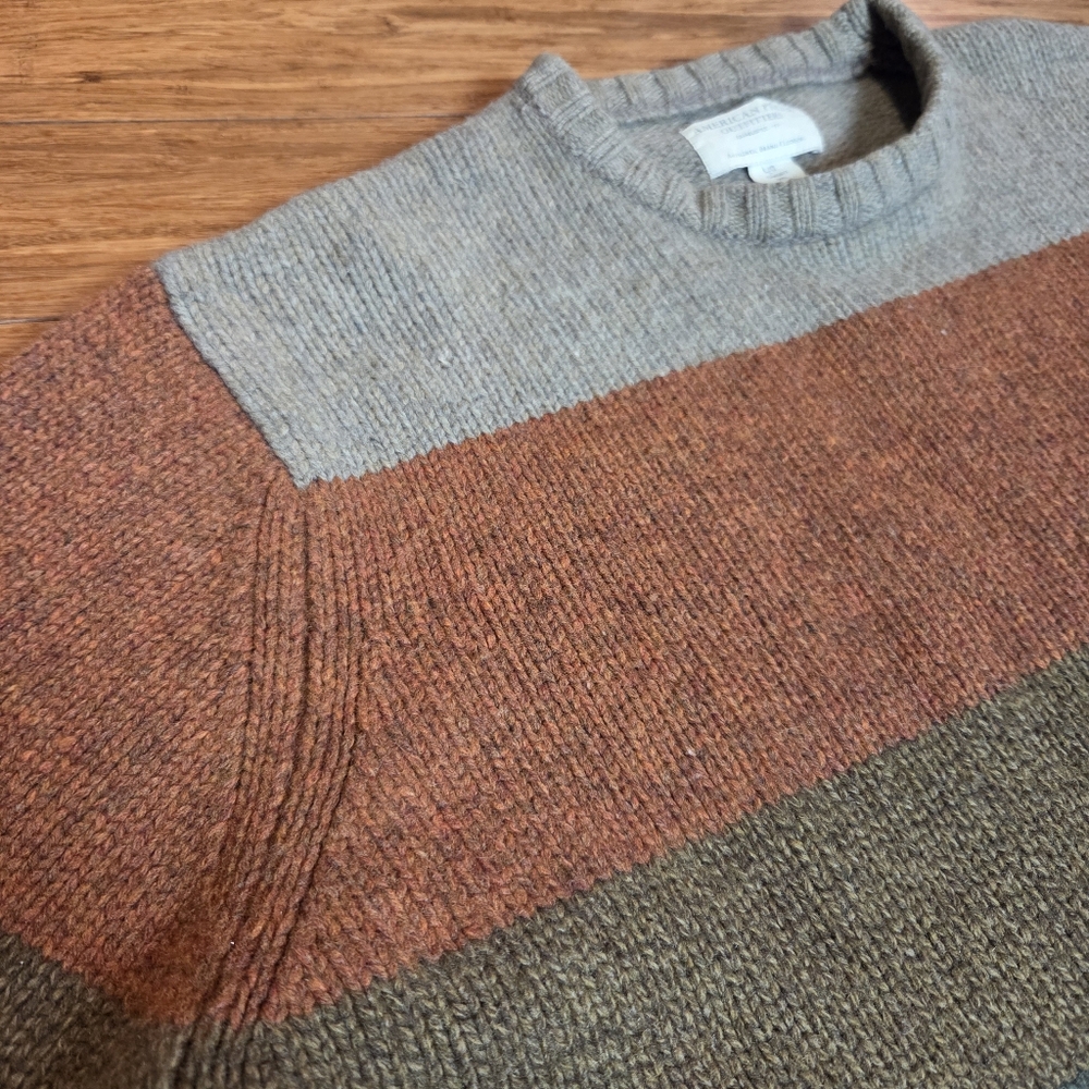 VTG American Eagle 100% Lambswool Colorblock Sweater | Earth Tones | L / G - Picture 8 of 15